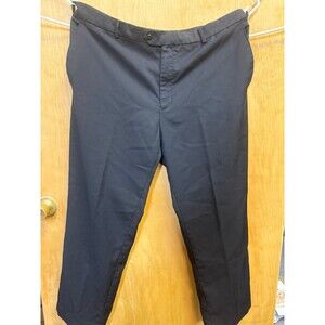 Stafford Classic Fit Black Dress Pants 42x30 Flat Front Super Trouser
